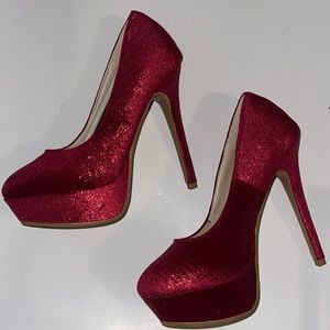 Soft Cranberry with Red Glitter Highlights Never Worn